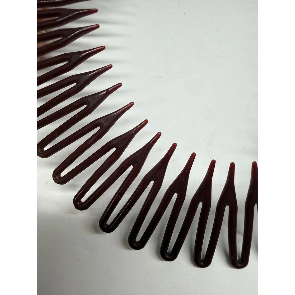 Vintage Burgundy Flexible Full Circle Tooth Comb Headband Accordion Hair Band